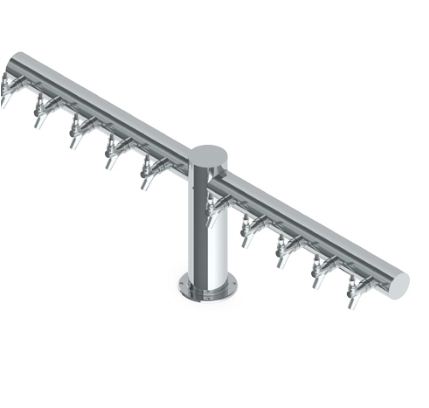Overpass T Tower - 10 Faucets - SS Polished - Glyco Cold Technology C1436 Kromedispense