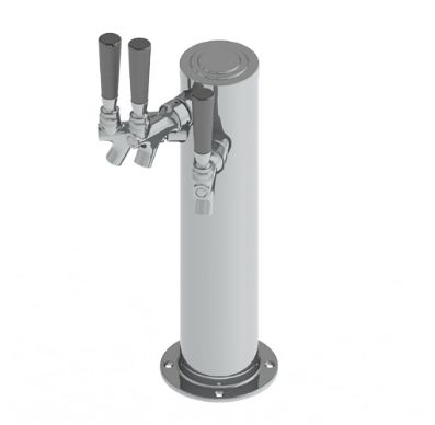 3" Triple Tap Tower with 1/4" Column Shank- Air Cooled Assembly - C1508 - kromedispense