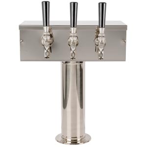 3" T Tower - 3 Faucets - SS Polished - Air Cooled C509 Kromedispense