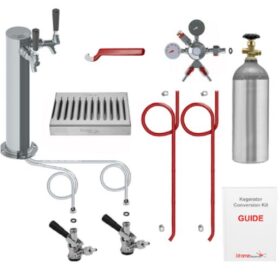 Deluxe Two Keg Tower Kegerator Conversion Kit with 100% Stainless Steel Contact C3108 kromedispense
