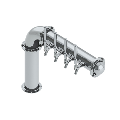 BrewXpipe Elbow Tower – 4 Faucets – Brushed Stainless – Glyco Cold Technology C1098 Kromedispense