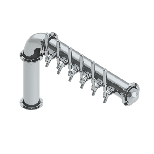BrewXpipe Elbow Tower - 6 Faucet - SS Polished - Glyco Cold Technology