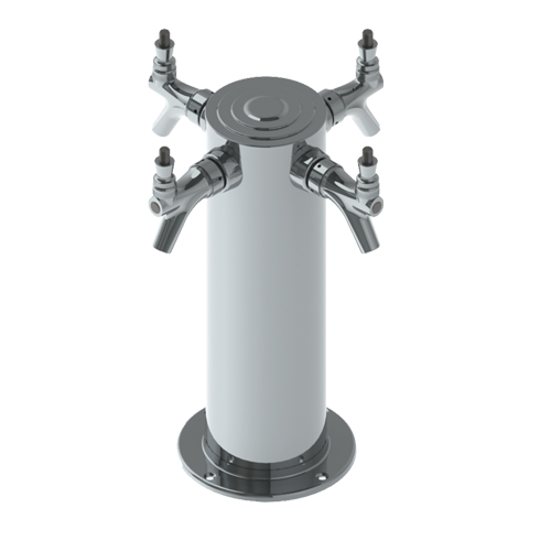 4" Column Beer Tower - 4 Faucets with 90 Degree Angle - SS Polished - Glyco Cold Technology C1590 Kromedispense