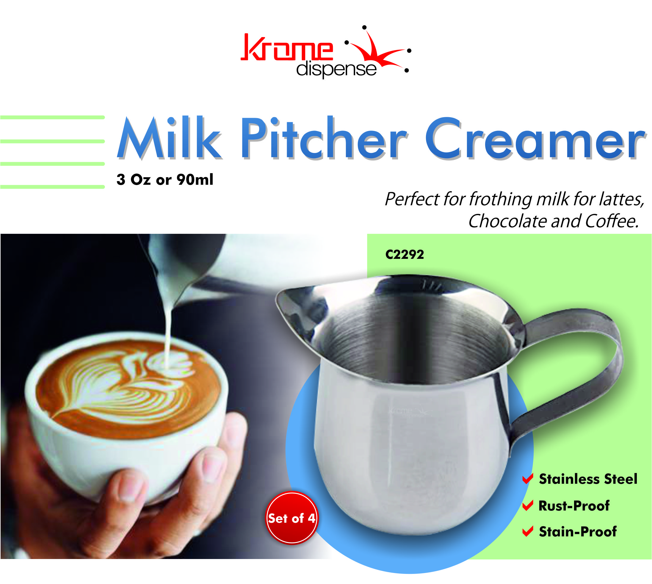 Thunder Up Creamer with Lid 10 Oz, Coffee Creamer Container,  Small Stainless Steel Milk Pitcher, Coffee Cream Dispenser, Creamer Pitcher  with Lid: Creamers