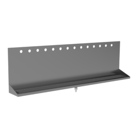 48" x 6"x 14" Shank Mounted Drip Tray - Brushed Stainless - With Drain - 14 Faucets C4174 kromedispense
