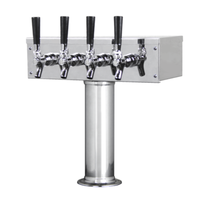 4" T Tower - 4 Faucets - Brushed Stainless - Glycol Recirculation Loop C957 Kromedispense
