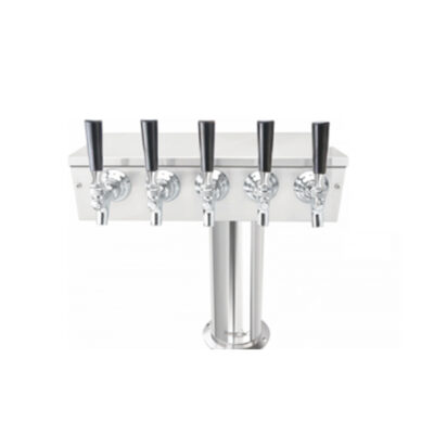 4" T Tower - 5 Faucets - Brushed Stainless - Glycol Recirculation Loop C985 Kromedispense