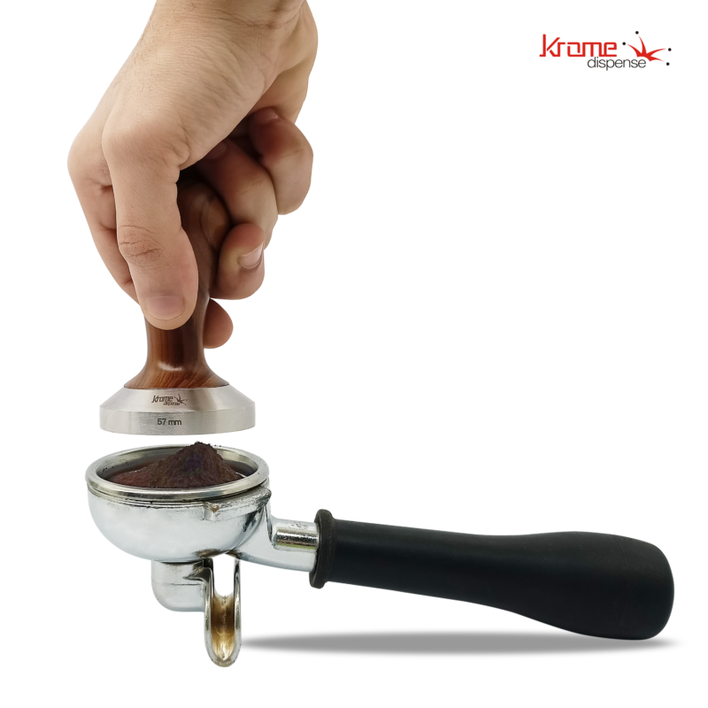 Coffee Tamper 50mm Wooden Handle Krome Dispense