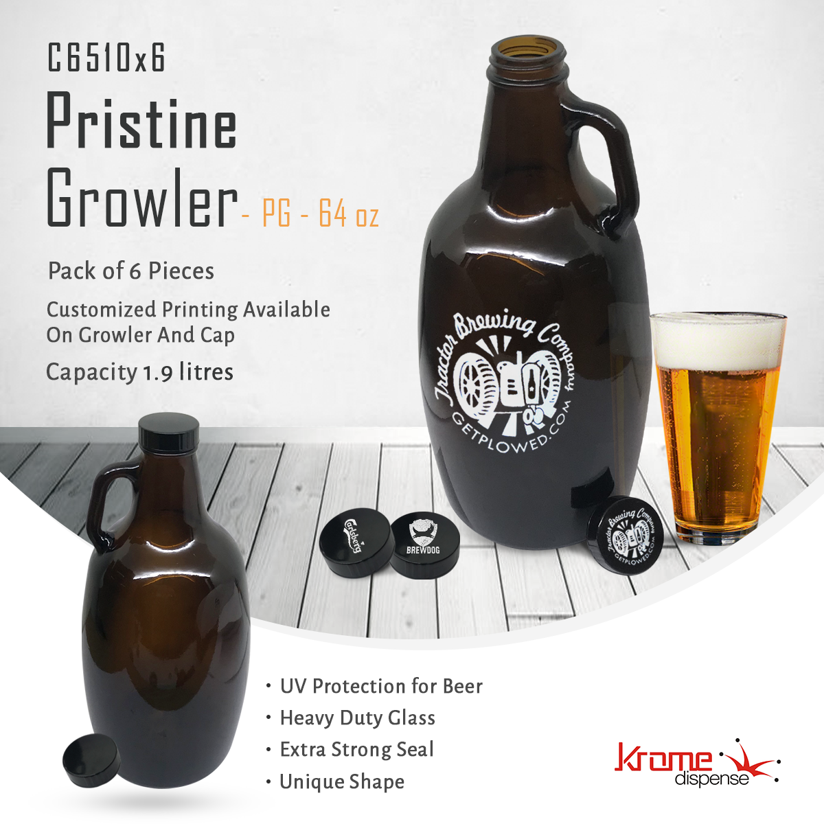 Growler With Handle || Krome Dispense