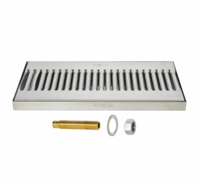 16" x 5" Surface Drip Tray - Brushed Stainless - With Drain C614 kromedispense