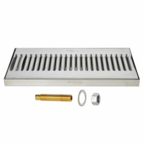 18" x 5" Surface Drip Tray - Brushed Stainless - With Drain C615 kromedispense
