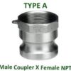 Stainless Steel Camlock Adapter Type A - Male Camlock x 1/2" Female NPT C6562 kromedispense