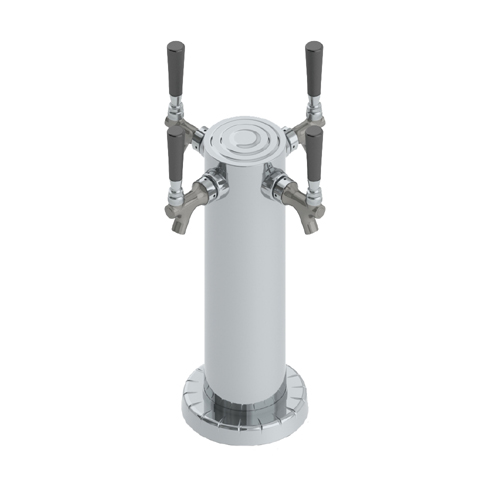 4" Column Beer Tower - 4 Faucets at 90 Degree Angle - SS Polished - Air Cooled C1069 Kromedispense