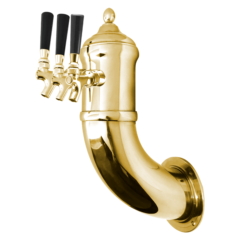 Beer tap, self closing beer faucet - with compensator, gold, 7 mm version 