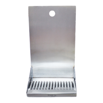 8" x 6" x 14" Shank Mounted Drip Tray - Brushed Stainless - With Drain C138 kromedispense