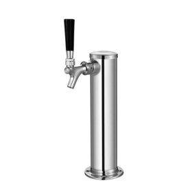 2.5" Column Beer Tower - 1 Faucet with 1/4" Column Shank SS Polished - Air Cooled C1501 kromedispense
