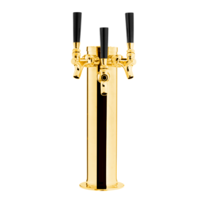 3" Column Tower with 1/4" Column Shank - 3 Faucets - Vibrant Gold Finish - Air Cooled C1502 Kromedispense