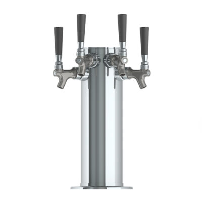 4" Column Tower - 4 Faucets - SS Polished - Air Cooled w/o Cover Plate C1542 Kromedispense