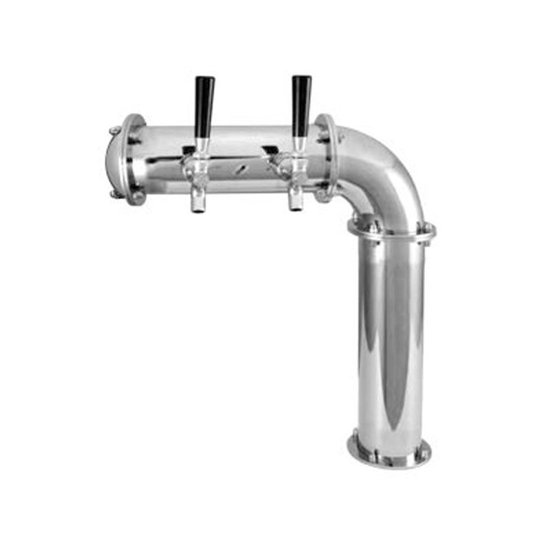 3" BrewXpipe Elbow Beer Tower - SS Polished - Glycol Cooled - 2 Faucet C1802L kromedispense