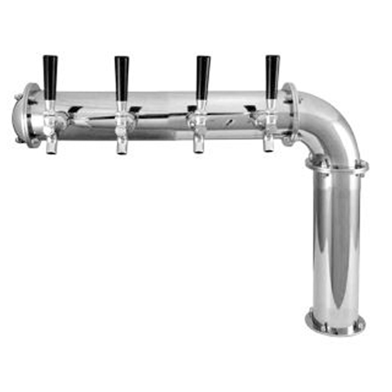 3" BrewXpipe Elbow Beer Tower - SS Polished - Glycol Cooled - 4 Faucet c1804L kromedispense