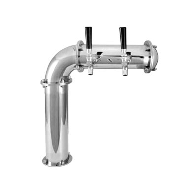 3" BrewXpipe Elbow Tower - Air Cooled - 2 Faucet - Polished SS C1812 kromedispense