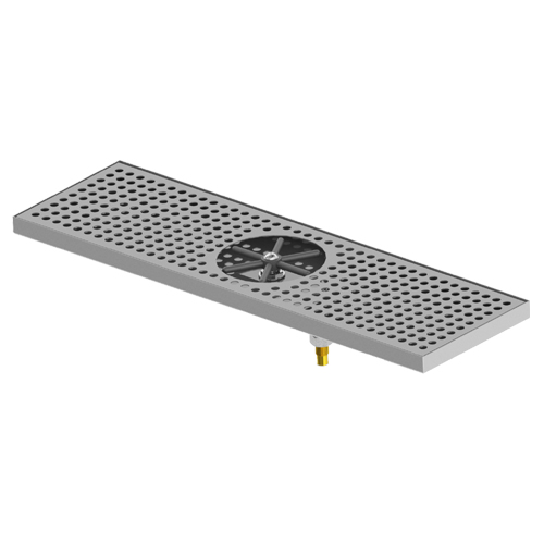 24" x 7" Centre Spray Glass Rinser Drip Tray - Brushed Stainless - With Drain C4003 kromedispense