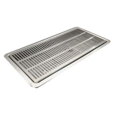 16″ x 7″ Flush Mount Drip Tray – Brushed Stainless – With Drain C4007 Kromedispense
