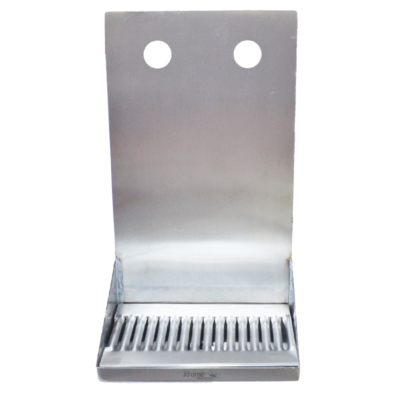 8" x 6" x 14" Shank Mounted Drip Tray - Brushed Stainless - With Drain - 2 Faucets C4082 kromedispense