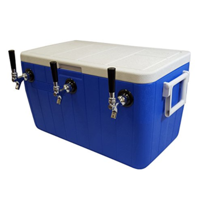 100Qt. Jockey Box Coil Cooler - 3 Side & Centre Mounted Faucets - Blue C4104 kromedispense