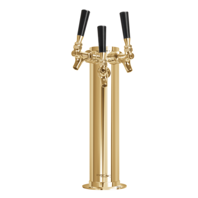 3" Column Tower - 3 Faucets - Vibrant Gold Finish - Air Cooled C502 Kromedispense