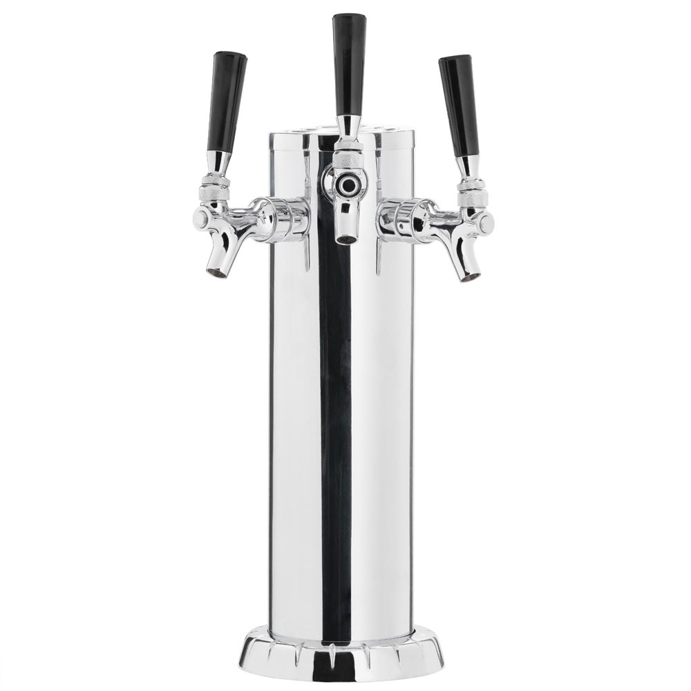 Stainless Steel Chrome Triple Taps Faucets Draft Beer Tower 3 Faucets Dispenser 