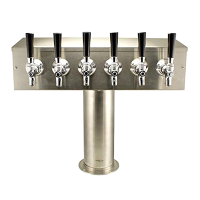 4" T Tower - 6 Faucets - Brushed Stainless - Glycol Recirculation Loop C986 Kromedispense