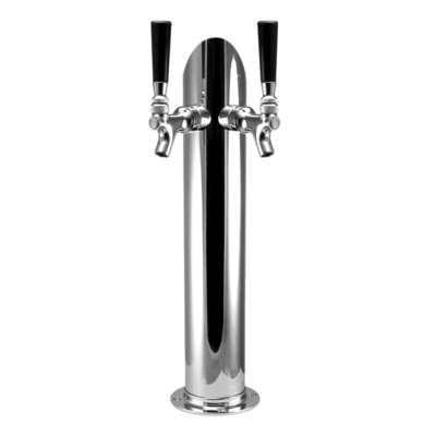 3” Taper Cut Tower - 2 Faucets - SS Polished - Air Cooled C593 Kromedispense