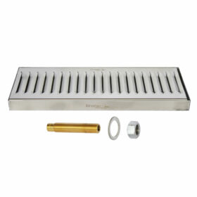 12" x 5" Surface Drip Tray - Brushed Stainless - With Drain C613 kromedispense