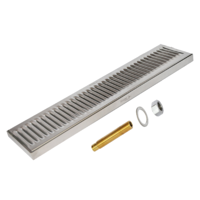 24" x 5" Surface Drip Tray - Brushed Stainless - With Drain C617 kromedispense