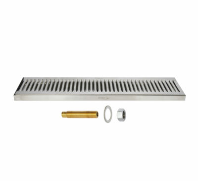 30" x 5" Surface Drip Tray - Brushed Stainless - With Drain C618 kromedispense