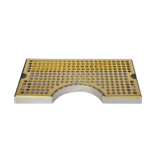 12" x 7" Cut Out Surface Mount Drip Tray - Vibrant Gold Finish - Without Drain C633 kromedispense