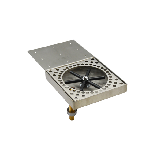C860-6 x 11 Glass Rinser Drip Tray Under Counter With Rinser Disk - Brushed Stainless -With Drain-Krome